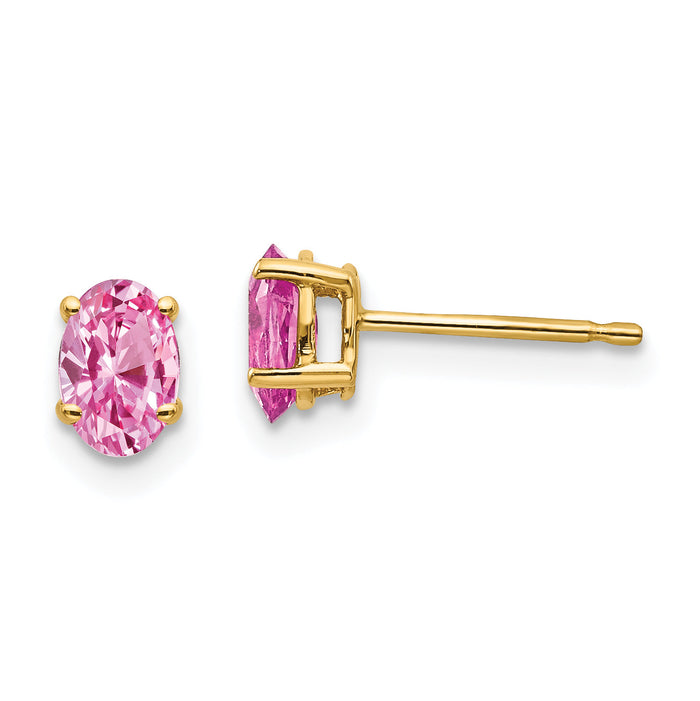 14k Pink Sapphire Post Earrings-XE86SP-B