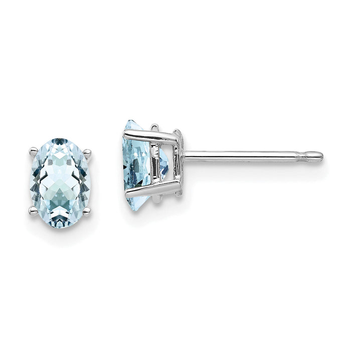 14k White Gold Aquamarine Earrings-XE86WAQ-B