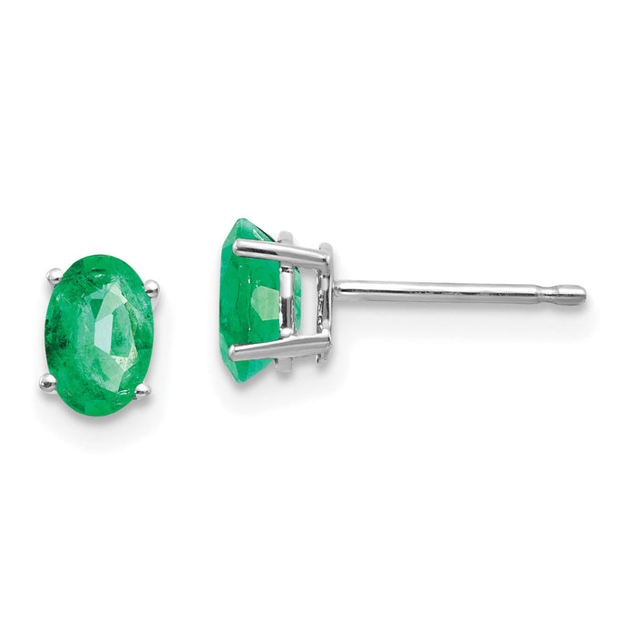 14k White Gold Emerald Earrings-XE86WE-B