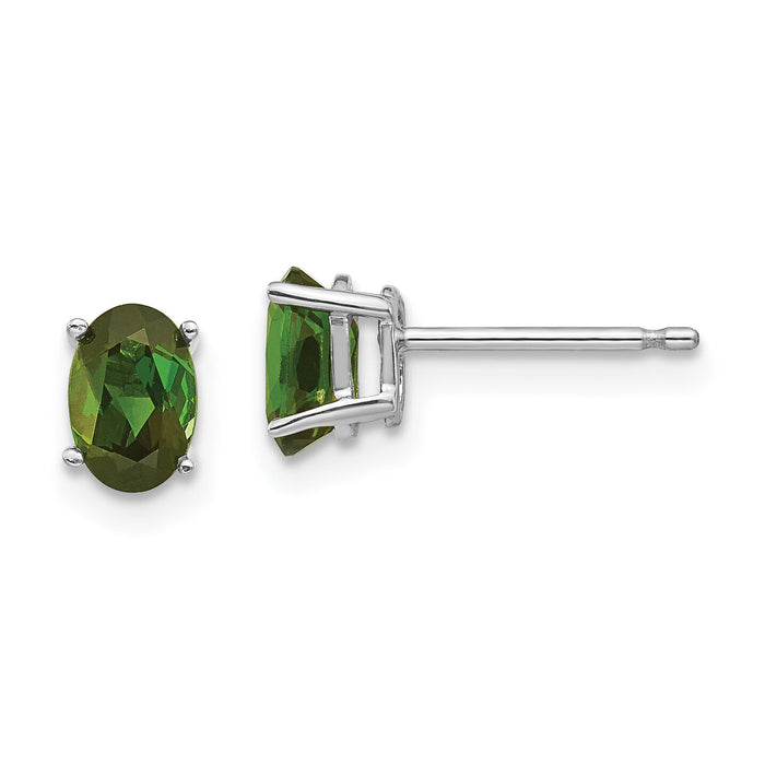 14k White Gold Green Tourmaline Earrings-XE86WGT-B