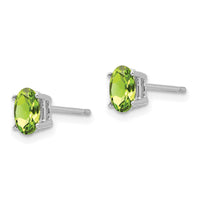 14k White Gold 6x4mm Oval Peridot Earrings-XE86WPE