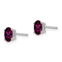 14k White Gold 6x4mm Oval Rhodolite Garnet Earrings-XE86WRG