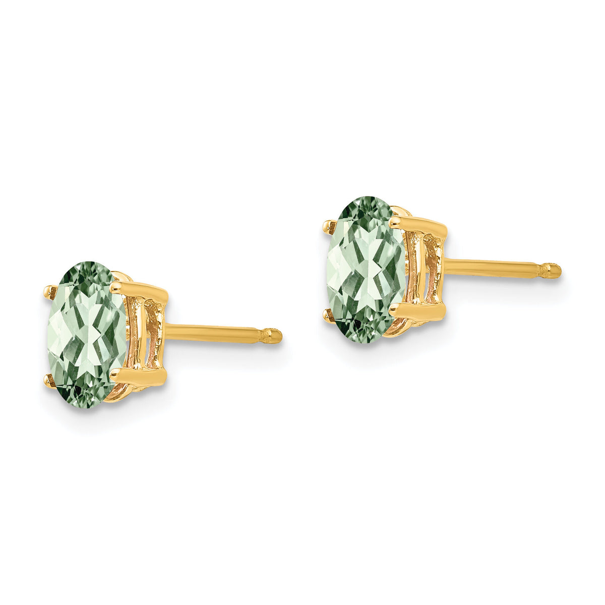 14k 7x5 Oval Green Quartz Earrings-XE87AG