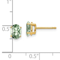 14k 7x5 Oval Green Quartz Earrings-XE87AG