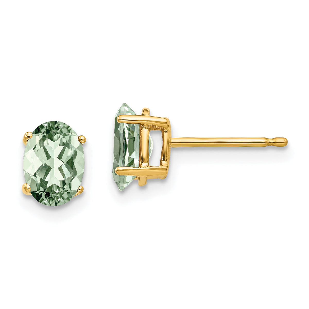 14k 7x5 Oval Green Quartz Earrings-XE87AG