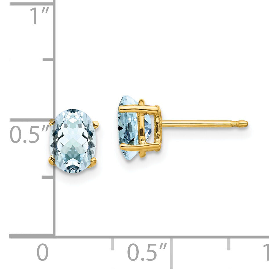 14k Aquamarine Post Earrings-XE87AQ-B
