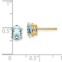 14k Aquamarine Post Earrings-XE87AQ-B