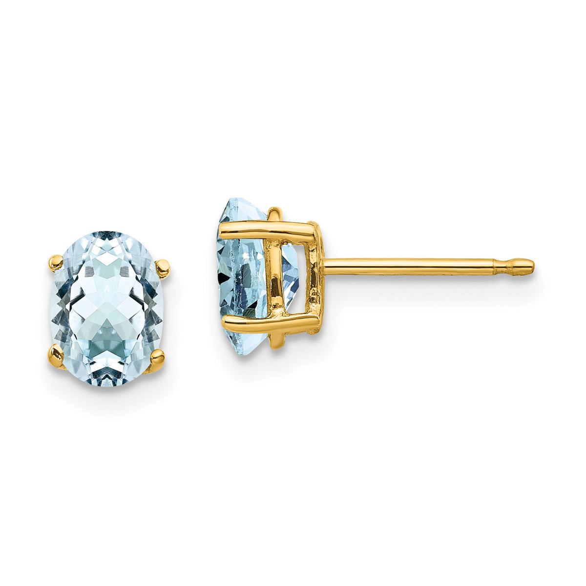 14k Aquamarine Post Earrings-XE87AQ-B