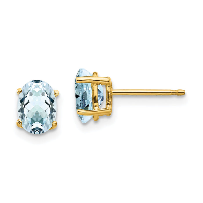 14k Aquamarine Post Earrings-XE87AQ-B