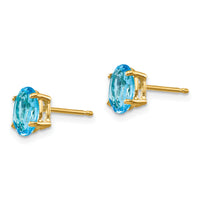 14k 7x5mm Oval Blue Topaz Earrings-XE87BT