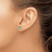 14k 7x5mm Oval Blue Topaz Earrings-XE87BT