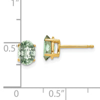 14k 7x5 Oval Checker-Cut Green Quartz Earrings-XE87CG
