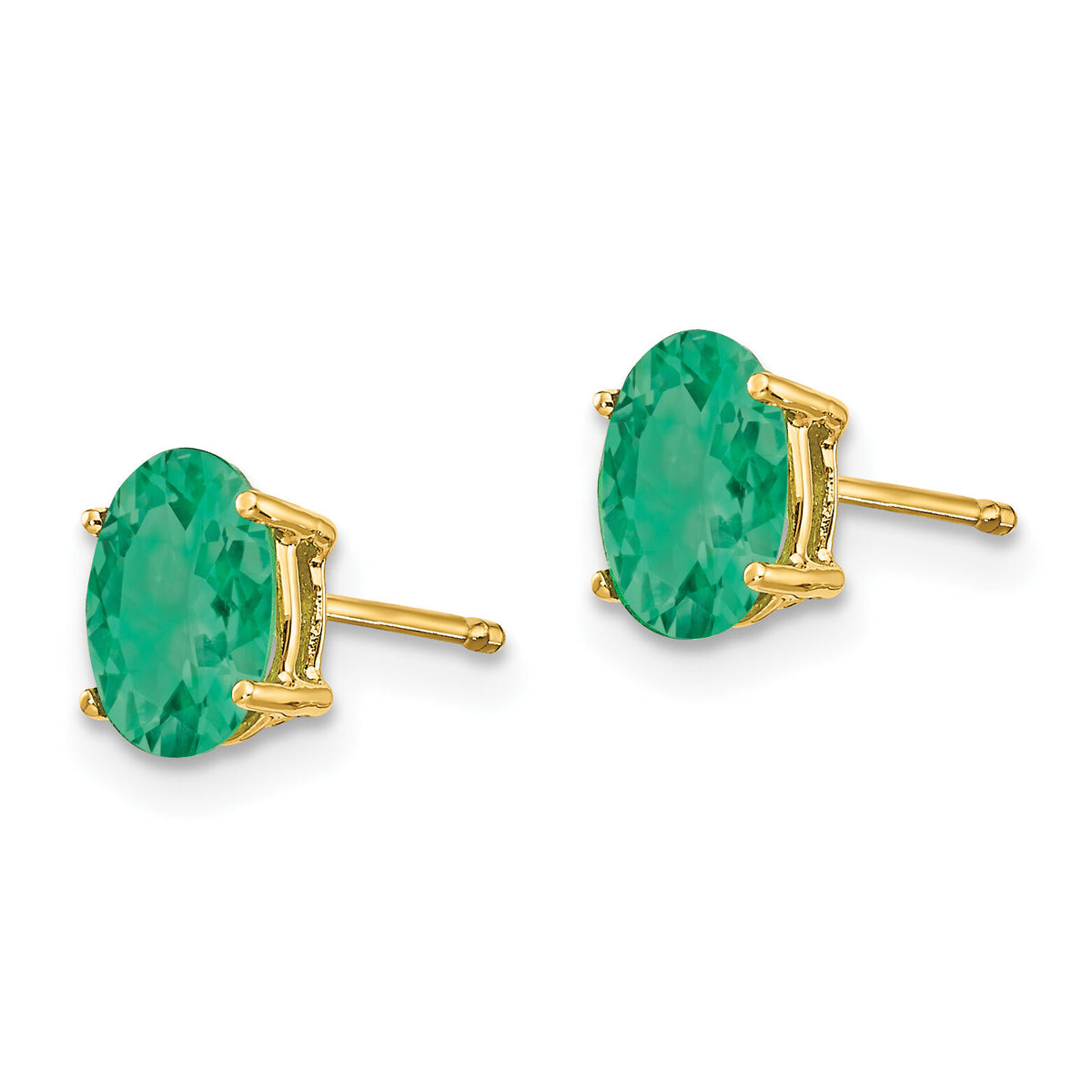 14k Emerald Post Earrings-XE87E-B