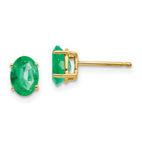 14k Emerald Post Earrings-XE87E-B