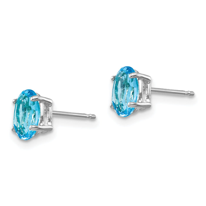 14k White Gold 7x5mm Oval Blue Topaz Earrings-XE87WBT