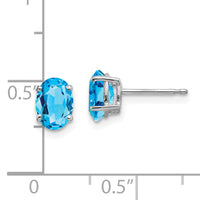 14k White Gold 7x5mm Oval Blue Topaz Earrings-XE87WBT