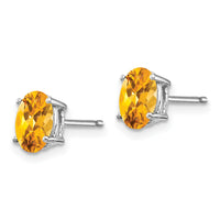 14k White Gold 7x5mm Oval Citrine Earrings-XE87WCI