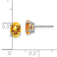 14k White Gold 7x5mm Oval Citrine Earrings-XE87WCI