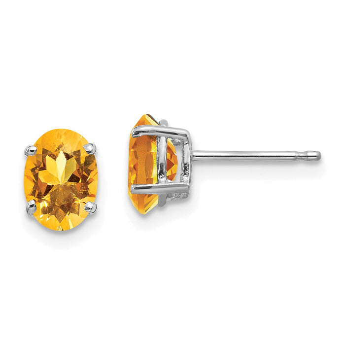 14k White Gold 7x5mm Oval Citrine Earrings-XE87WCI