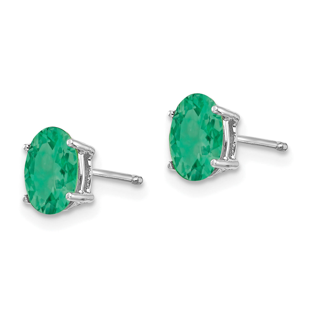 14k White Gold Emerald Earrings-XE87WE-B