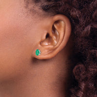 14k White Gold Emerald Earrings-XE87WE-B