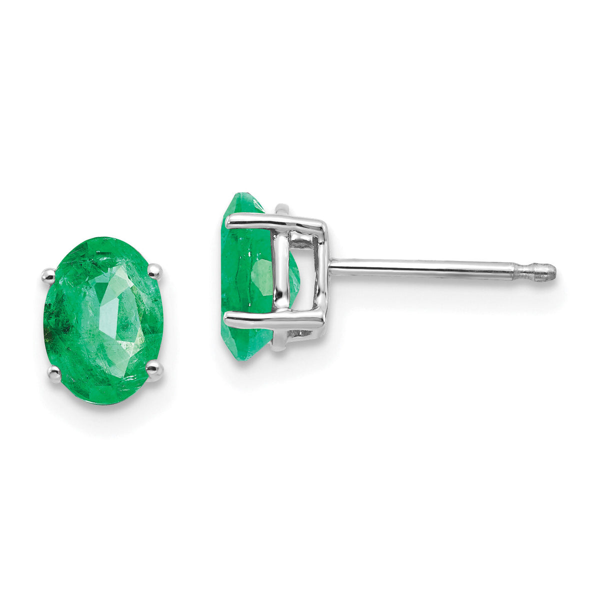 14k White Gold Emerald Earrings-XE87WE-B
