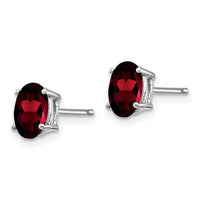 14k White Gold 7x5mm Oval Garnet Earrings-XE87WGA