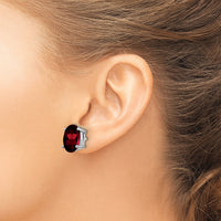14k White Gold 7x5mm Oval Garnet Earrings-XE87WGA