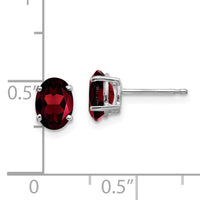 14k White Gold 7x5mm Oval Garnet Earrings-XE87WGA