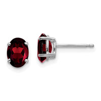 14k White Gold 7x5mm Oval Garnet Earrings-XE87WGA