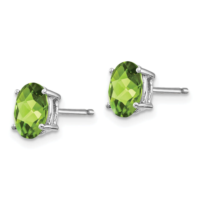 14k White Gold 7x5mm Oval Peridot Earrings-XE87WPE