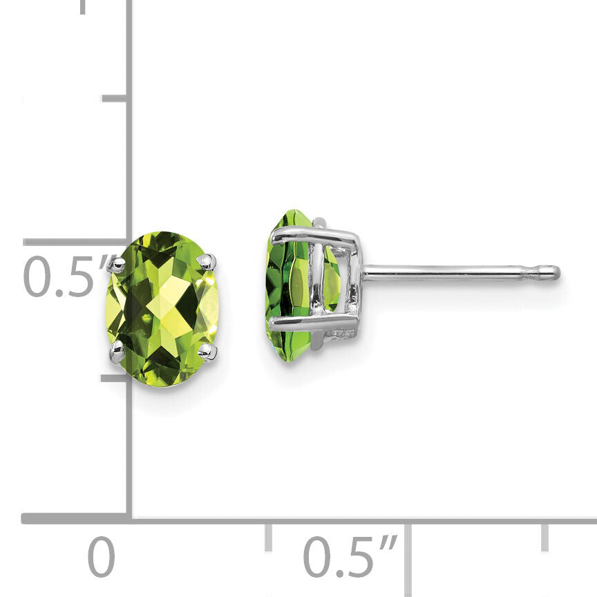 14k White Gold 7x5mm Oval Peridot Earrings-XE87WPE