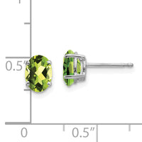 14k White Gold 7x5mm Oval Peridot Earrings-XE87WPE