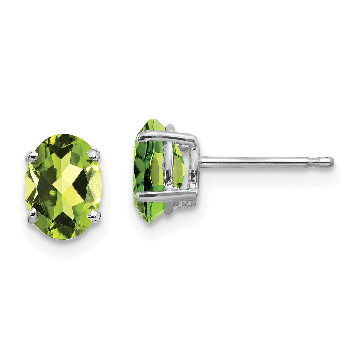 14k White Gold 7x5mm Oval Peridot Earrings-XE87WPE