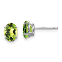 14k White Gold 7x5mm Oval Peridot Earrings-XE87WPE