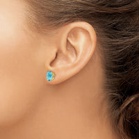 14k 8x6mm Oval Blue Topaz Earrings-XE88BT