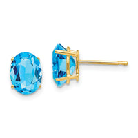 14k 8x6mm Oval Blue Topaz Earrings-XE88BT
