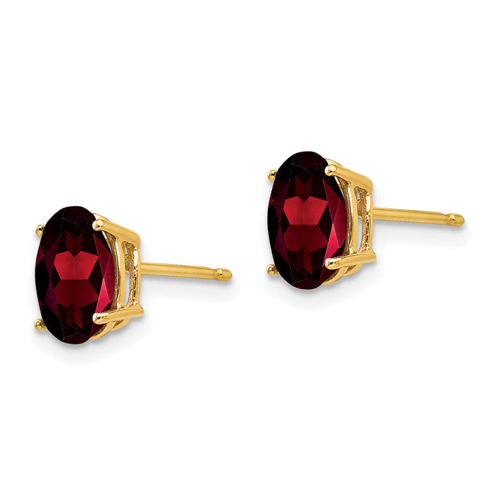 14k 8x6mm Oval Garnet Earrings-XE88GA