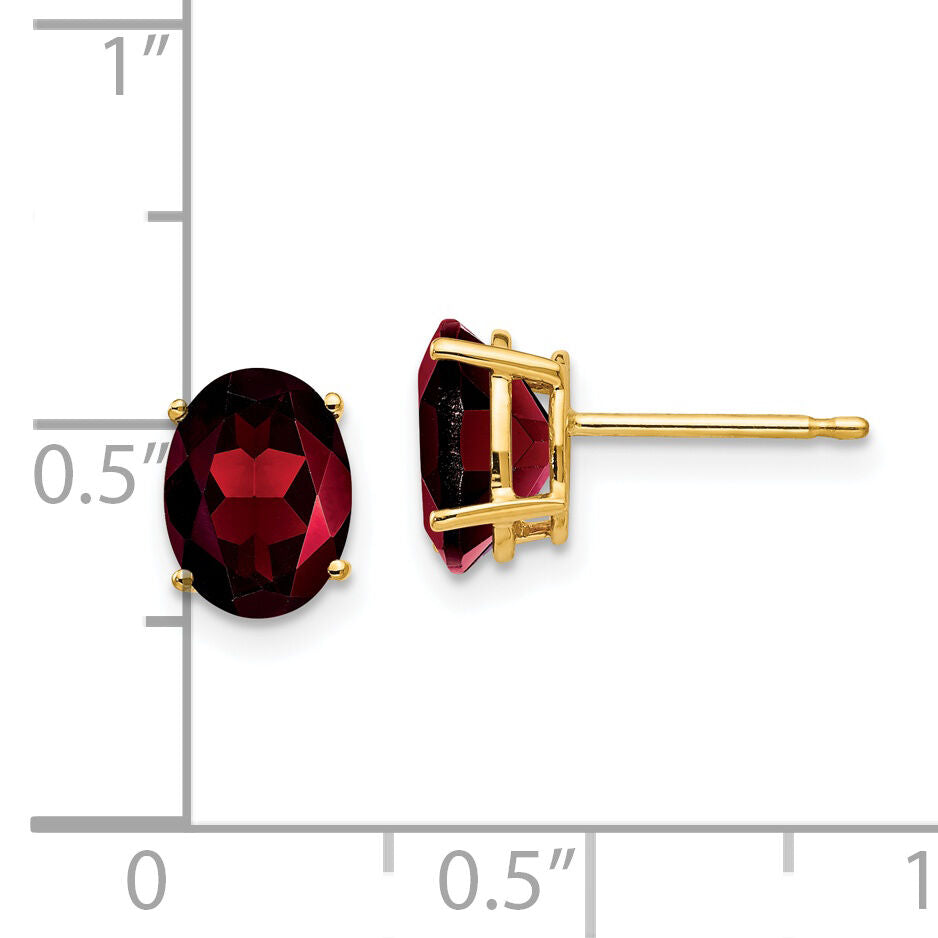14k 8x6mm Oval Garnet Earrings-XE88GA