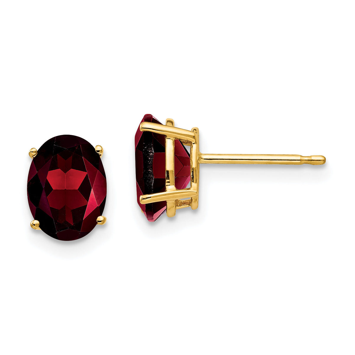 14k 8x6mm Oval Garnet Earrings-XE88GA