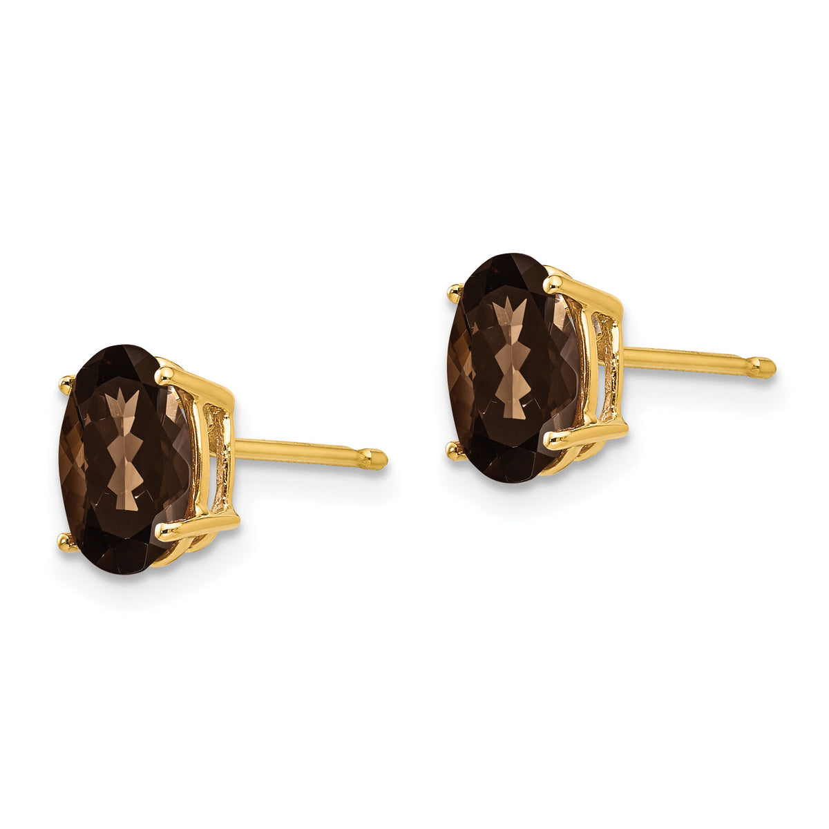 14k 8x6 Oval Smoky Quartz Earrings-XE88SQ