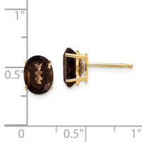 14k 8x6 Oval Smoky Quartz Earrings-XE88SQ