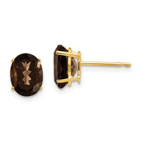 14k 8x6 Oval Smoky Quartz Earrings-XE88SQ