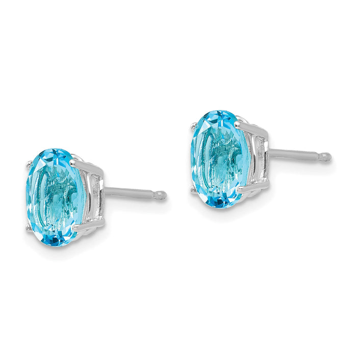 14k White Gold 8x6mm Oval Blue Topaz Earrings-XE88WBT
