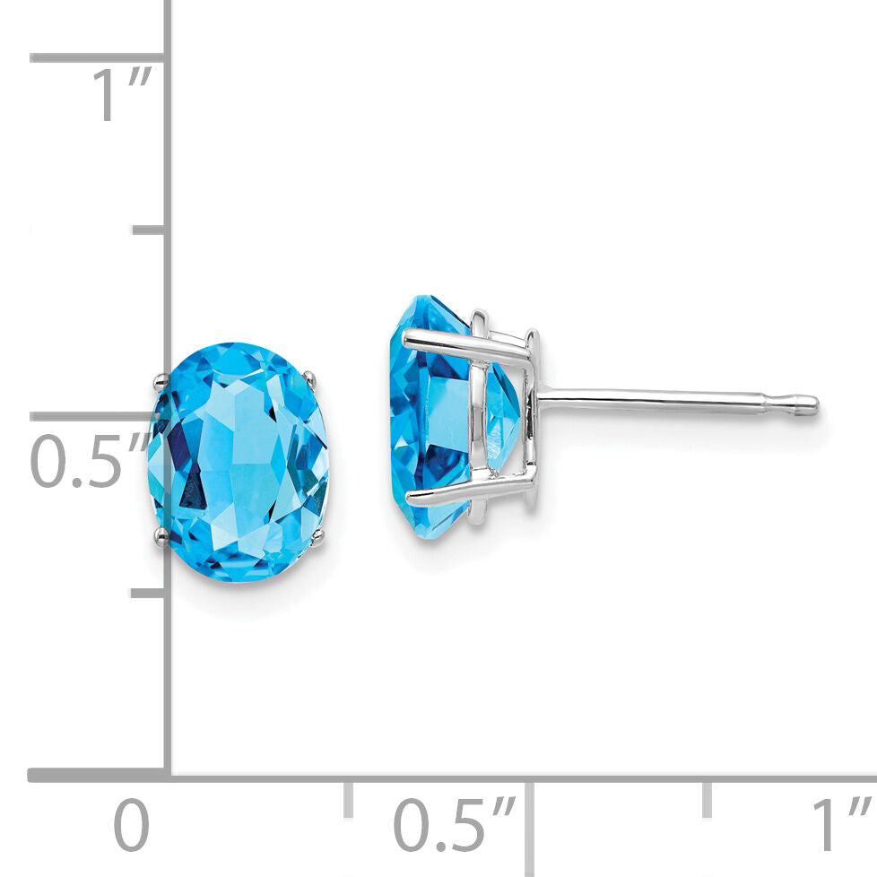 14k White Gold 8x6mm Oval Blue Topaz Earrings-XE88WBT