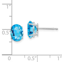 14k White Gold 8x6mm Oval Blue Topaz Earrings-XE88WBT