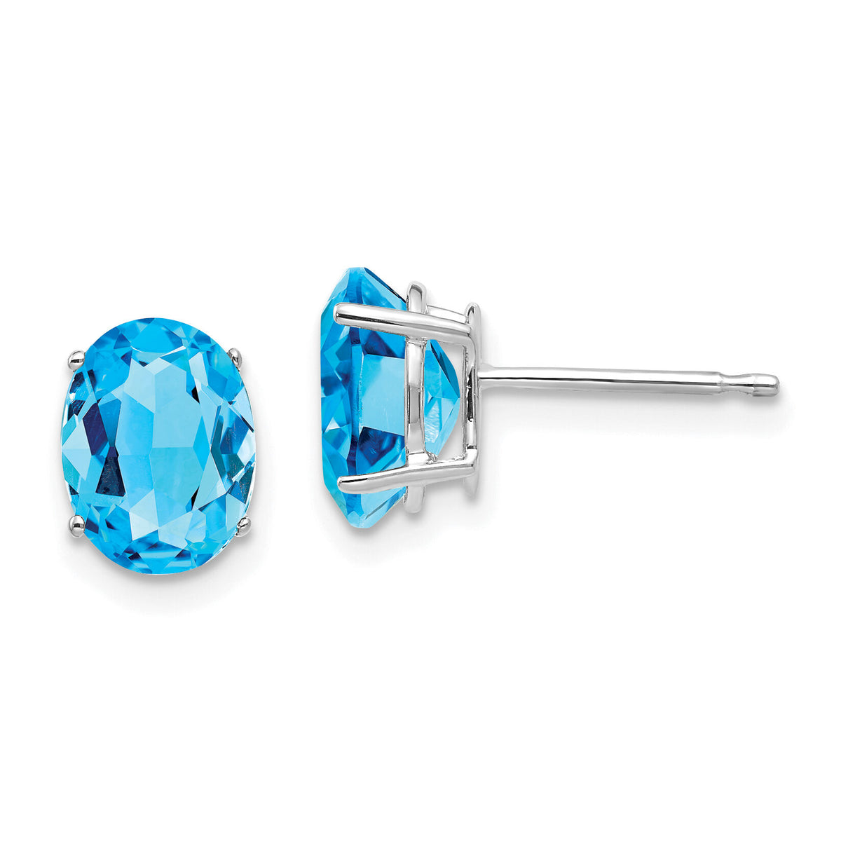 14k White Gold 8x6mm Oval Blue Topaz Earrings-XE88WBT