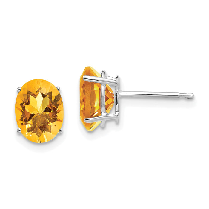 14k White Gold 8x6mm Oval Citrine Earrings-XE88WCI