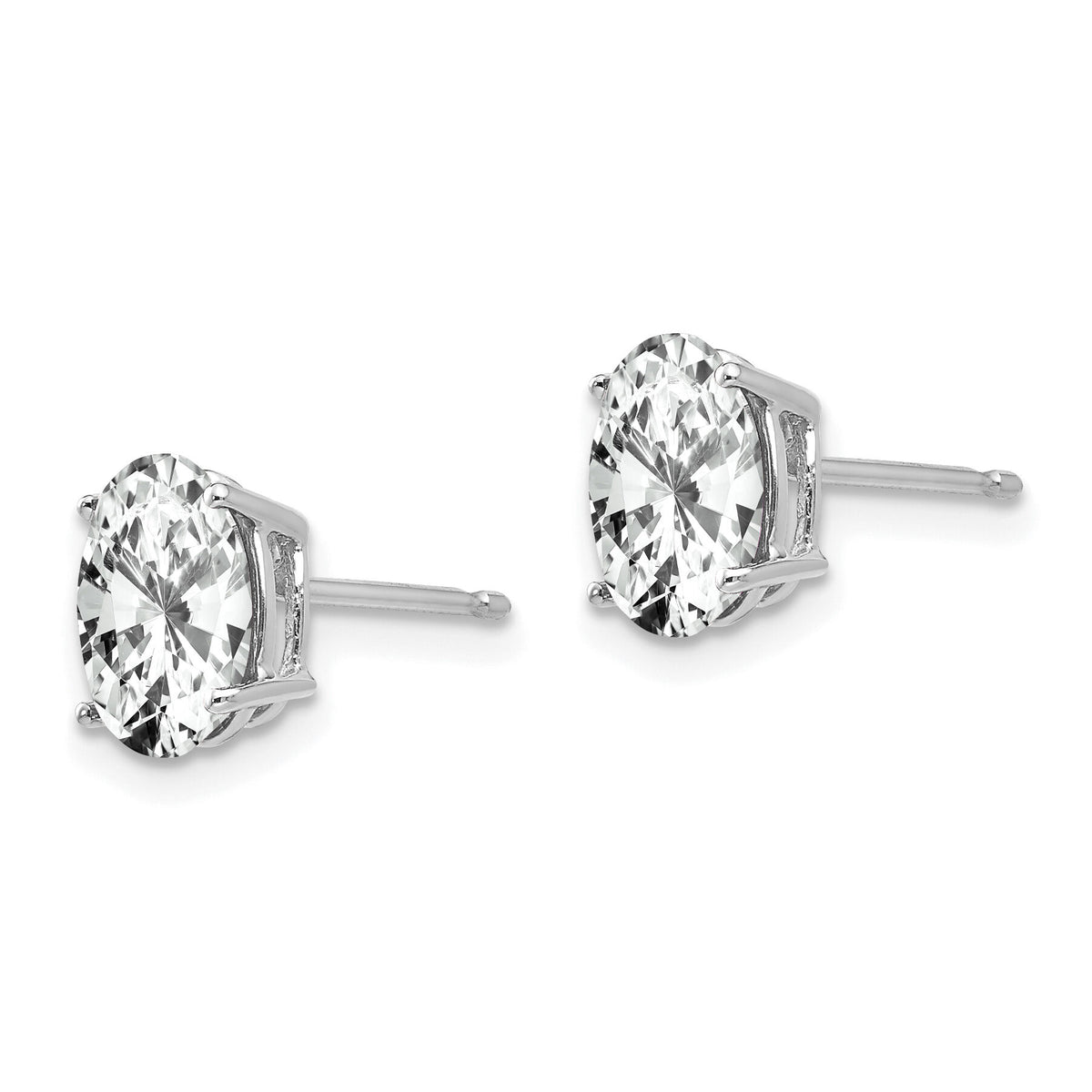 14k White Gold 8x6mm Oval Cubic Zirconia Earrings-XE88WCZ