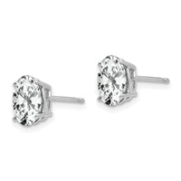 14k White Gold 8x6mm Oval Cubic Zirconia Earrings-XE88WCZ